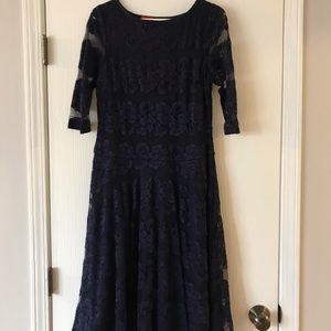 Navy lace midi dress